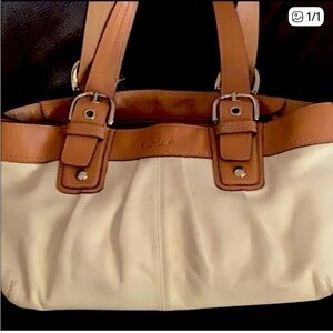 Coach Tan and Cream Shoulder Bag